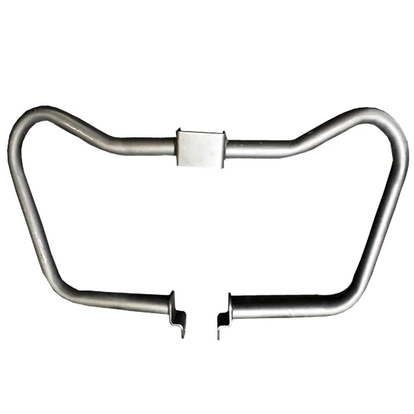 Bent tubular guard with welded centre block and mounting ends